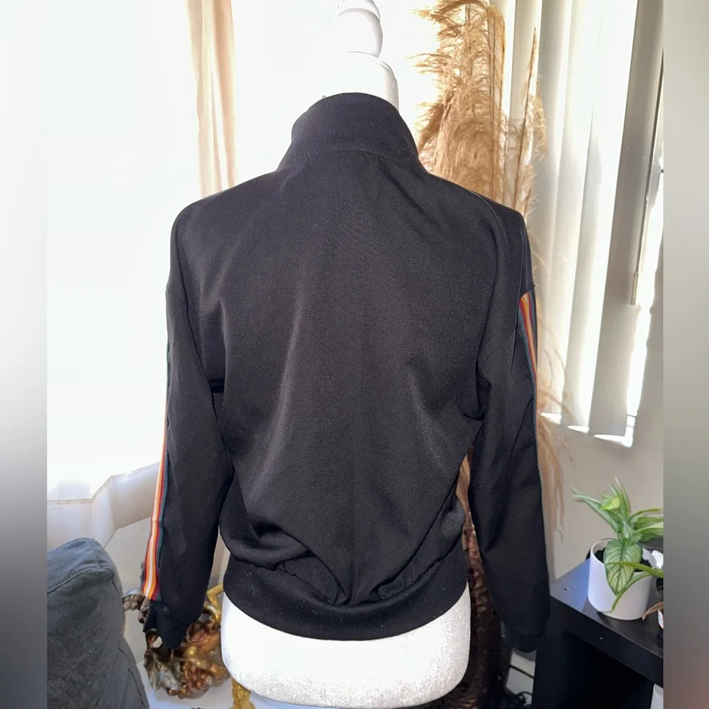 Black Jacket with Red Green Orange White stripes size S - Picture 7 of 15